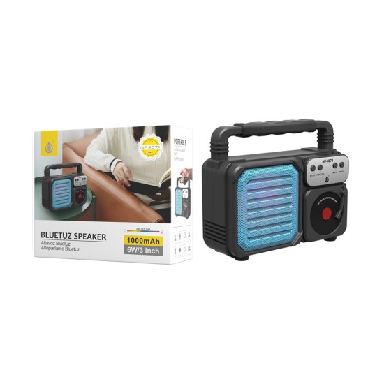 COLUNA DE SOM PORTÁTIL BLUETOOTH RETRO ONEPLUS NF4071 FM/TWS/USB AZUL